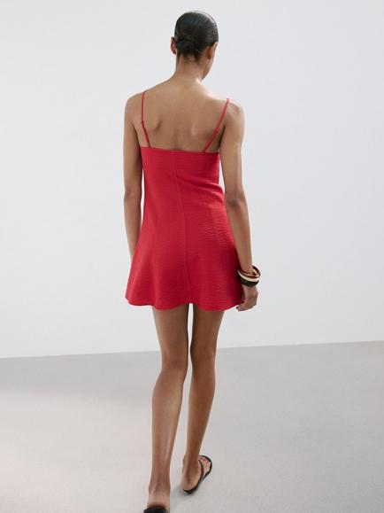 Mango Fit & Flare Mini Slip Dress, Orange - view 2, Orange