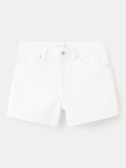 Mango Mid Rise Denim Mini Shorts, White, White