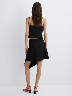 Mango Asymmetric Handkerchief-Hem Mini Skirt, Black - view 2, Black