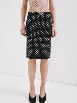Mango Tailored Knit Midi Skirt, Black, Black