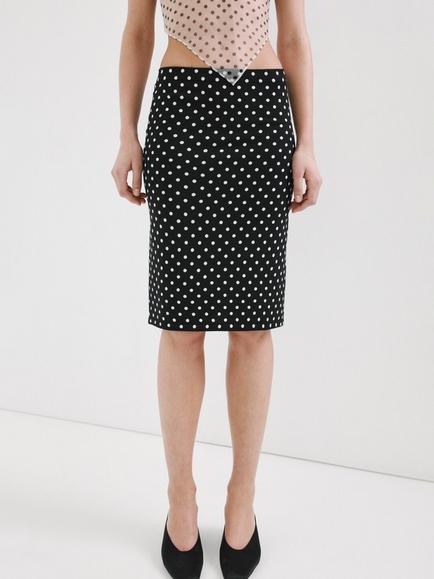 Mango Tailored Knit Midi Skirt, Black, Black