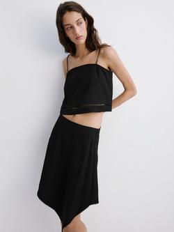 Mango Square Neck Spaghetti Strap Cami Top, Black, Black