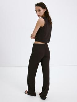 Mango Tie-Front Cropped Knit Top, Chocolate - view 2, Chocolate