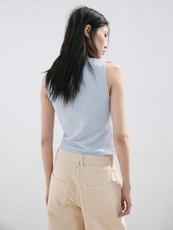 Mango Sleeveless Crop Top, Sky Blue - view 2, Sky Blue