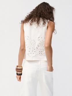 Mango Cotton Eyelet Top, White - view 2, White