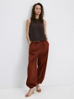 Mango Sleeveless Side-Tie Cropped Top, Chocolate, Chocolate