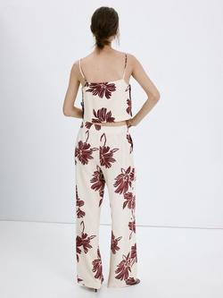 Mango Pantalon Floral Wide Leg Trousers, Cream - view 2, Cream