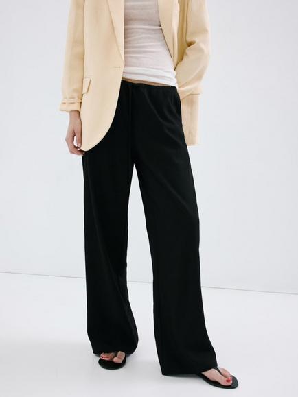 Mango Pantalon Straight Leg Trousers, Black, Black