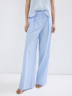 Mango Pantalon Sal Cotton Blend Trousers, Blue, Blue