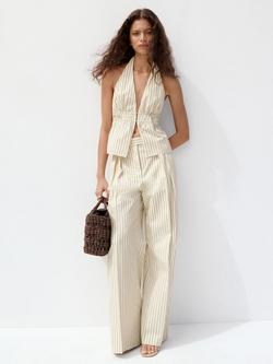 Mango Tat High Waisted Wide Leg Trousers, Yellow, Yellow