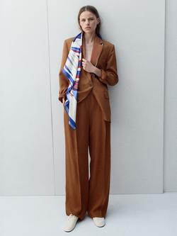 Mango Tailored Wide Leg Trousers, Rust, Rust