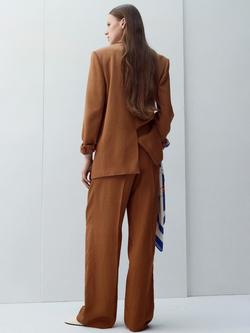Mango Tailored Wide Leg Trousers, Rust - view 2, Rust