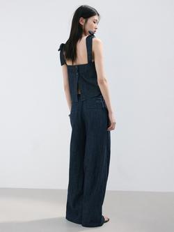 Mango Floaty Wide Leg Trousers, Blue - view 2, Blue