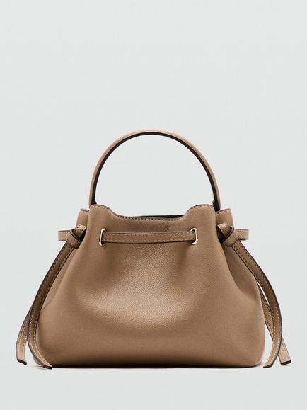 Mango Convertible Strap Top Handle Bucket Bag, Camel, Camel
