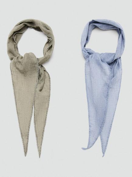 Mango Plain Scarf, Pack of 2, Sky Blue - view 2, Sky Blue