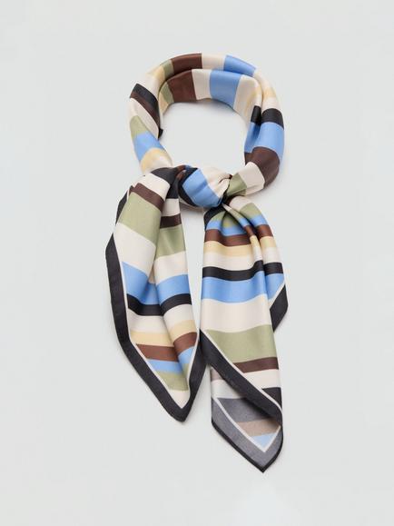 Mango Lightweight Printed Scarf, Green - view 2, Green