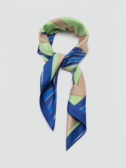Mango Lightweight Printed Scarf, Blue - view 2, Blue