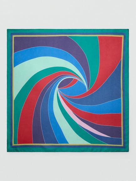 Mango Lightweight Printed Scarf, Red/Blue, Red/Blue