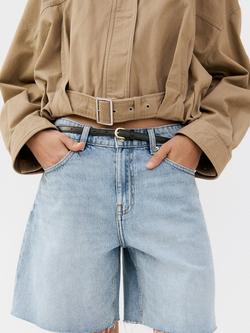 Mango Relaxed Denim Shorts, Mid Blue, Mid Blue