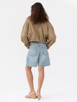 Mango Relaxed Denim Shorts, Mid Blue - view 2, Mid Blue