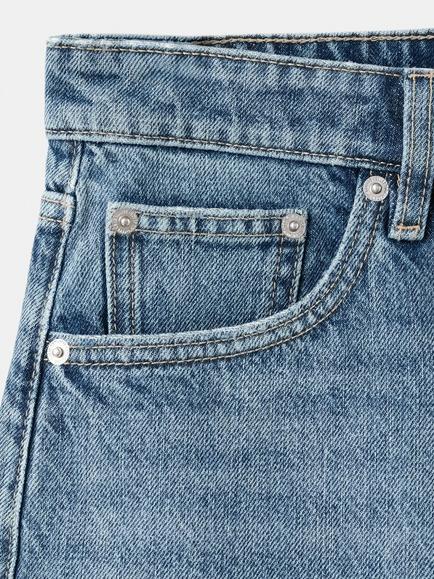 Mango Mid-Rise Raw Hem Cutoff Shorts, Blue - view 2, Blue
