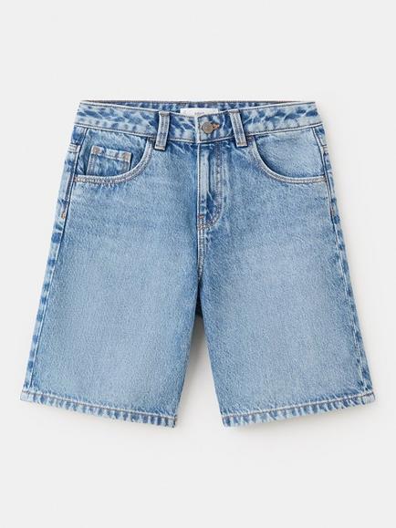 Mango Kids' Pure Cotton Denim Shorts, Blue - view 2, Blue