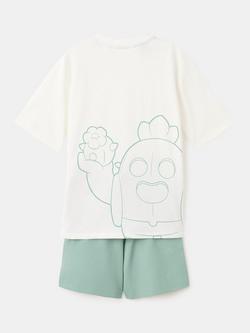 Mango Kids' Brawl Print Short Pyjama Set, Aqua - view 2, Aqua