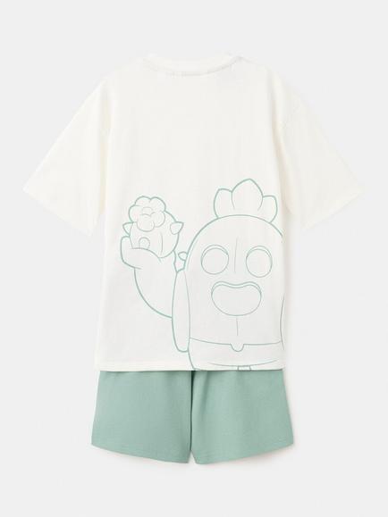 Mango Kids' Brawl Print Short Pyjama Set, Aqua - view 2, Aqua