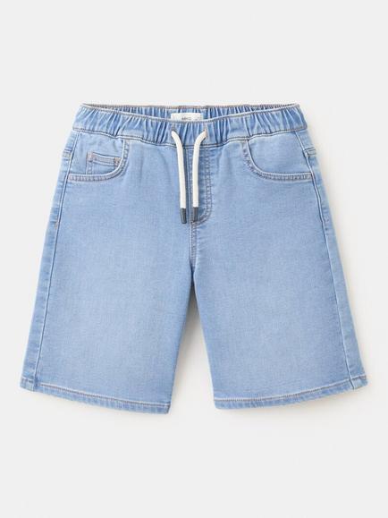 Mango Kids' Drawstrings Denim Shorts, Medium Blue