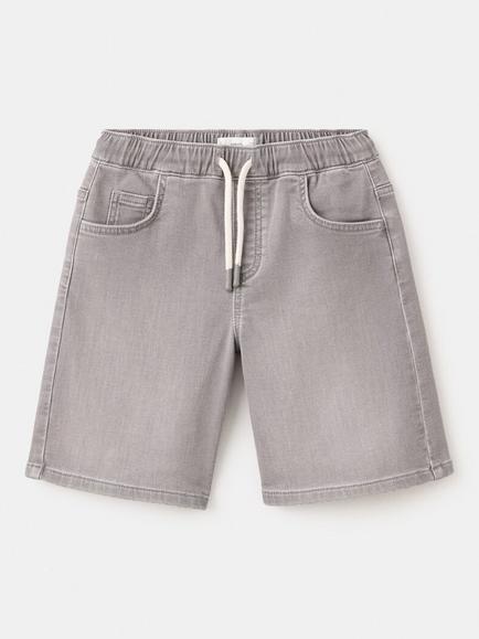 Mango Kids' Drawstrings Denim Shorts, Mid Grey