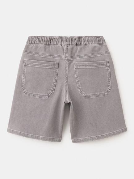 Mango Kids' Drawstrings Denim Shorts - view 2, Mid Grey