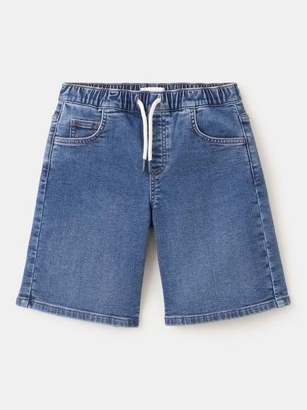 Mango Kids' Drawstrings Denim Shorts, Dark Blue