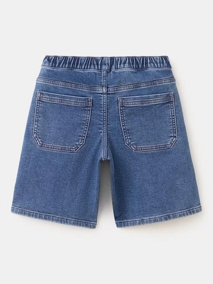 Mango Kids' Drawstrings Denim Shorts - view 2, Dark Blue