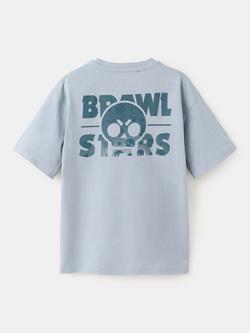 Mango Kids' Short Sleeve Brawl Print T-Shirt, Blue - view 2, Blue