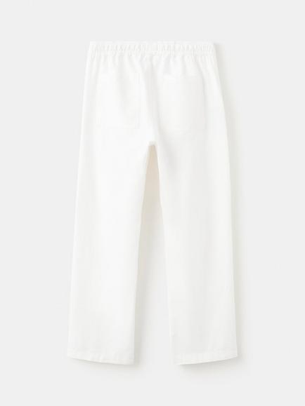 Mango Kids' Linen Blend Tie Waist Chinos, White - view 2, White