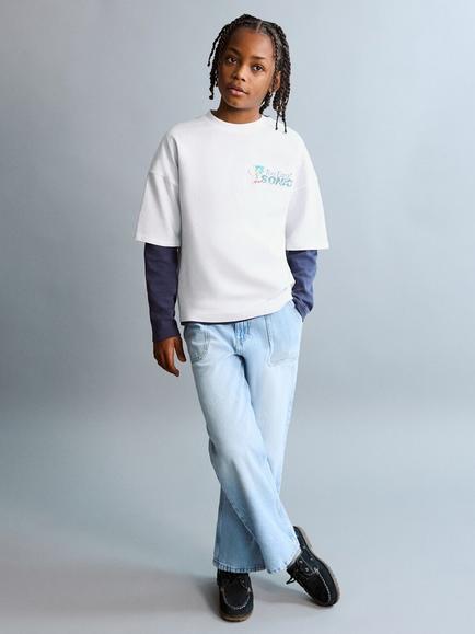 Mango Kids' Short Sleeve Sonic Print T-Shirt, White, White