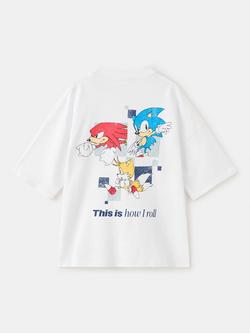 Mango Kids' Short Sleeve Sonic Print T-Shirt, White - view 2, White