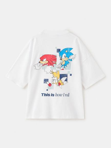 Mango Kids' Short Sleeve Sonic Print T-Shirt, White - view 2, White