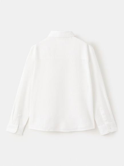 Mango Kids' Linen Blend Long Sleeve Shirt, White - view 2, White