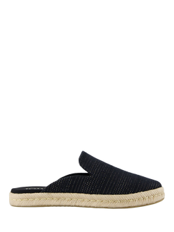 TOMS Santiago Metallised Cotton Mule Sandals, Black/Silver, Black/Silver