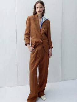 Mango Longline Tailored Blazer, Rust, Rust