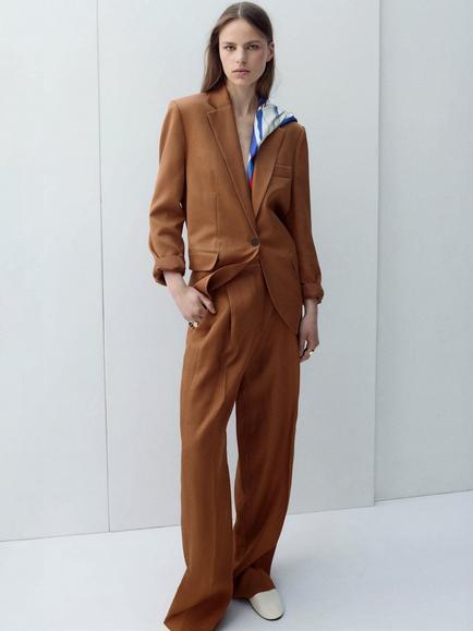 Mango Longline Tailored Blazer, Rust, Rust