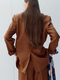 Mango Longline Tailored Blazer, Rust - view 2, Rust