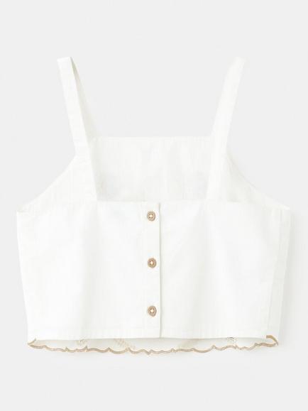 Mango Kids' Dallas Embroidered Scallop Top, White - view 2, White