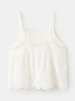 Mango Kids' Hannah Embroidered Scallop Top, White - view 2, White