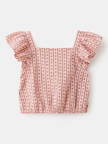 Mango Kids' Square Neck Blouse, Pink, Pink