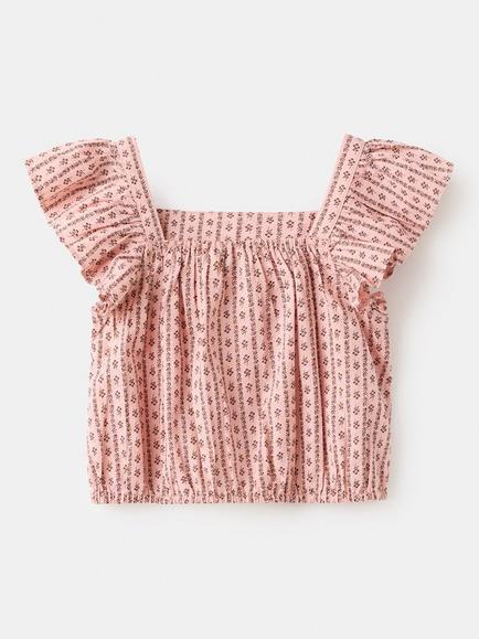 Mango Kids' Square Neck Blouse, Pink - view 2, Pink