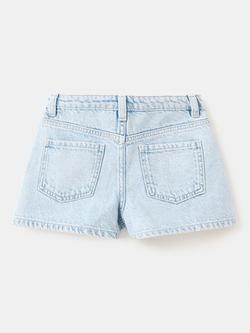 Mango Kids' Embroidered High-Rise Shorts, Light Blue - view 2, Light Blue