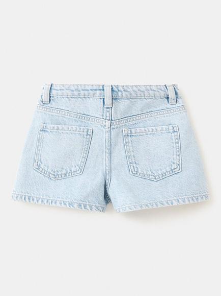 Mango Kids' Embroidered High-Rise Shorts, Light Blue - view 2, Light Blue