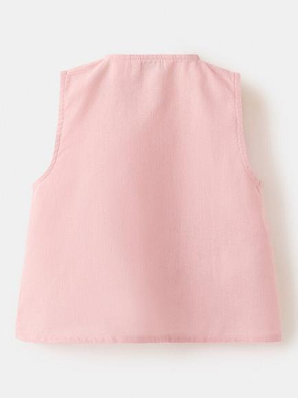Mango Kids' Sleeveless Pintuck Blouse, Pink - view 2, Pink
